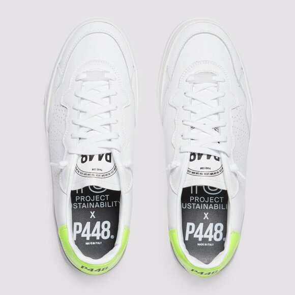 New P448 Bali Leather Recycled Fizz White/Green Sneakers 9.5-10 US/10 EU Women - Picture 1 of 4